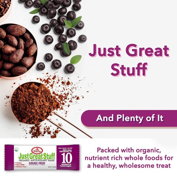 Just Great Stuff Organic Protein Bars | Delicious Superfood Bars w/Cacao Nibs & Berries | Gluten Free, Vegan, Non GMO | Organic Snacks for Kids & Adul - Image 5
