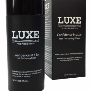 LUXE Hair Thickening Fibers - CONFIDENCE IN A JAR ? 2 Months+ Supply! ? Hypoallergenic, Dermatologist Tested ? Multiple Colors Available (Dark Brown) - Image 1