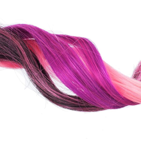 SWACC 12 Pcs Curly Wavy One Color Party Highlights Clip on in Hair Extensions Colored Hair Streak Synthetic Hairpieces (Ombre 12 Colors) - Image 4