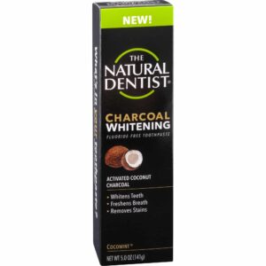 The Natural Dentist Charcoal Whitening SLS-Free Toothpaste, Cocomint, 5 Ounce Tube - Image 2