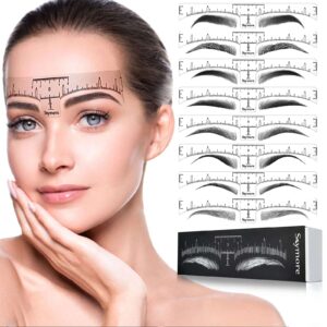 Skymore Eyebrow Ruler, 100Pcs Eyebrow Stencil Microblading Ruler, Disposable Eyebrow Template Eyebrow Ruler Sticker, Eyebrow Shape Kit for Microbladin - Image 1