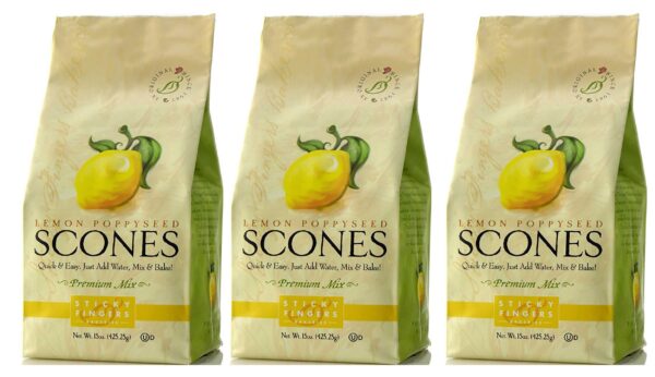 Sticky Fingers Scones Lemon Poppyseed, 15-ounces (Pack of3)
