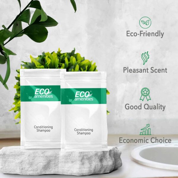 ECO Sachet Individually Wrapped Toiletries, Travel Size Bulk Shampoo and Conditioner 2in1 10ml (100 pk) Mini Hotel Toiletries Conditioning Shampoo 2in - Image 3