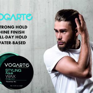 VOGARTE Hair Styling Aqua Wax for Men, Strong Hold & Shiny Finish, 3.52 oz - Image 5