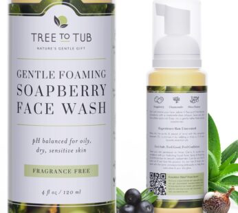 Tree To Tub Sensitive Skin Face Wash for Dry Skin – Fragrance Free Gentle Face Cleanser for Women & Men, Unscented Hydrating Foaming Facial Cleanser,