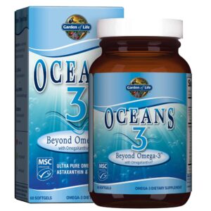 Garden of Life Ultra Pure EPA/DHA Omega 3 Fish Oil - Oceans 3 Beyond Omega 3 Supplement with Antioxidants, 60 Softgels - Image 1