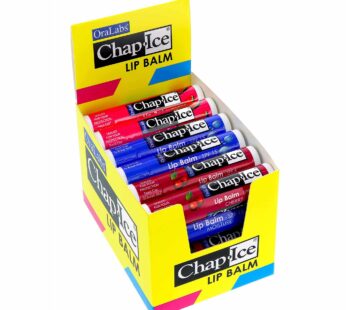 Chap-Ice? | Premium and Traditional Lip Balm for Chapped, Dry, or Windburned Lips | 3 Flavor Assorted Display – Cherry SPF-4, Moisture SPF-15, Waterme