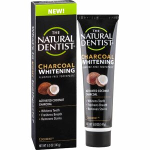 The Natural Dentist Charcoal Whitening SLS-Free Toothpaste, Cocomint, 5 Ounce Tube - Image 1