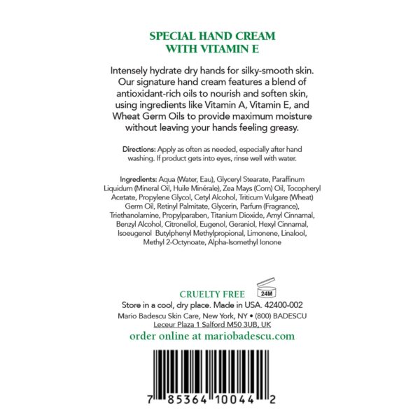 Mario Badescu Unscented Hand Cream with Vitamin E for Men and Women, Non-Greasy, Light and Fast-Absorbing Hand Cream for Dry Cracked Hands, Ideal for - Image 2