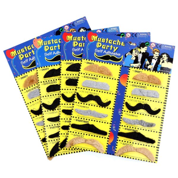 Whaline 48 Piece Self Adhesive Fake Mustache Set Novelty Mustaches for Costume and Halloween Festival Party - Image 7