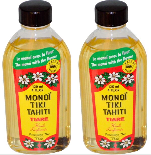 Monoi Tiare Tahiti Tiare Gardenia Coconut Oil (Pack of 2), Scented With Fresh Handpicked Tiare Flowers, 100% Made in Tahiti, 4 fl. oz.