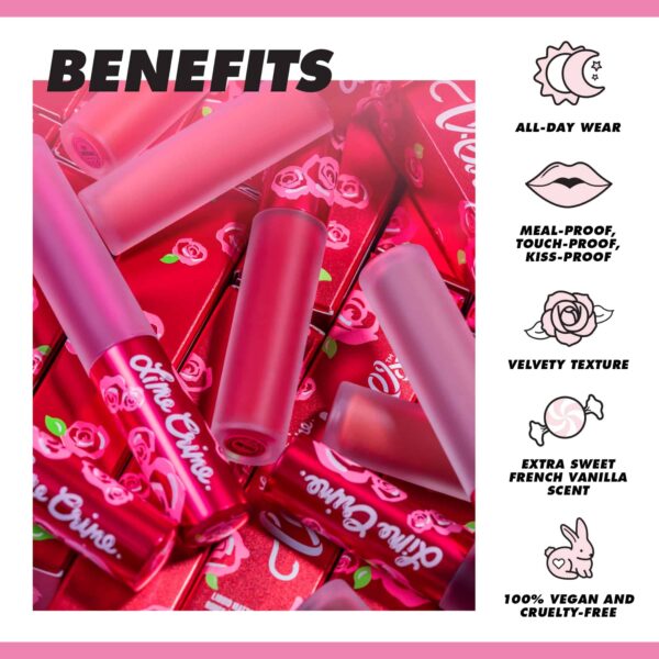Lime Crime Velvetines Liquid Matte Lipstick, Red Rose (Ruby Red) - Bold, Long Lasting Shades & Lip Lining - Stellar Color & High Comfort for All-Day W - Image 3