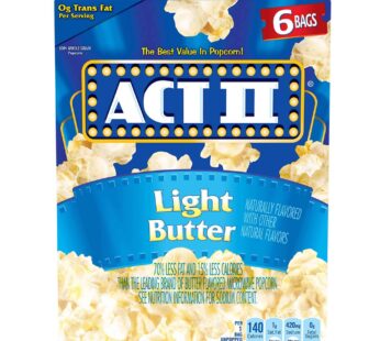 ACT II Light Butter Microwave Popcorn Bags, 6-Count (Pack of 6)