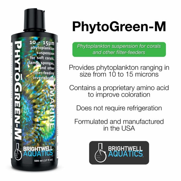 Brightwell Aquatics PhytoGreen-M, 10 - 15 micron phytoplankton suspension for soft corals, clams, sponges, & other filter-feeders, 2 Liter - Image 2