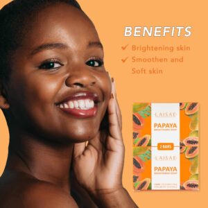 LAISAE Papaya Brightening Soap, Glowing Skin & Hydrating Face Moisturizer with Niacinamide, Shea Butter and Aloe Vera, Even Skin Tone Body Cleansing B - Image 4