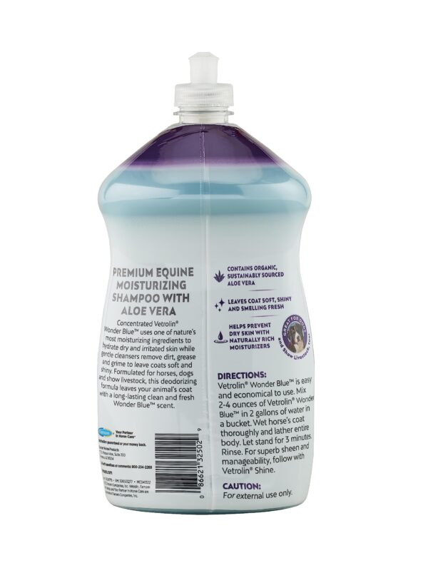 Farnam Vetrolin Wonder Blue Gentle Moisturizing Shampoo for Horses, Livestock and Dogs Blue 32 - Image 2