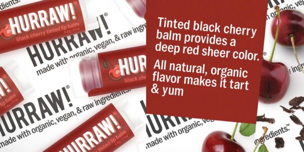 Hurraw! Black Cherry Tinted Lip Balm, 2 Pack: (Sheer Red Tint) Organic, Certified Vegan, Cruelty and Gluten Free. Non-GMO, 100% Natural Ingredients. B - Image 3