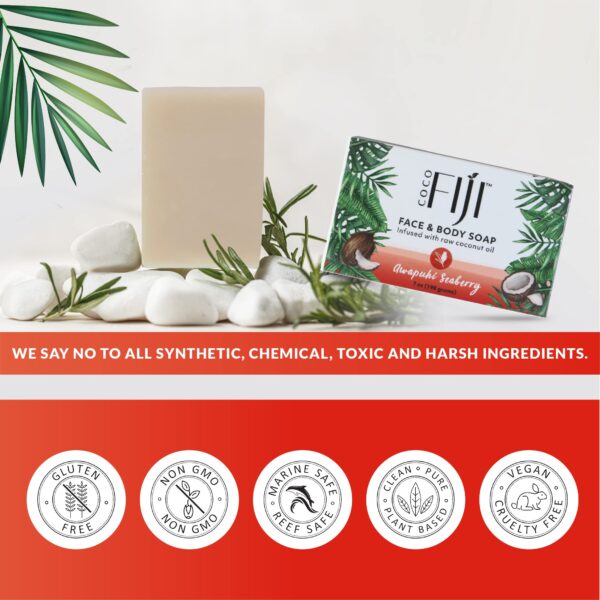"Coco Fiji Soap Bar for Face and Body Infused With Organic Coconut Oil, Awapuhi Seaberry, Essential Oil, Natural Soap for Moisturizing & Pore Purifyin - Image 7