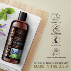 The Crown Choice Natural Body Wash for Women & Men with Sensitive Skin 12oz ? Best pH Balance Shower Gel Liquid for All Skin Types ? Made with Essential Oils, Aloe, Spearmint, Lavender, Manuka - Image 4