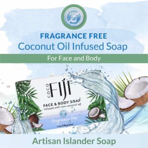 Coco Fiji Soap Bar for Face and Body Infused With Organic Coconut Oil, Fragrance Free, Essential Oil, Natural Soap for Moisturizing & Pore Purifying S - Image 4