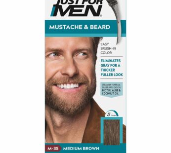 JUST FOR MEN Color Gel Mustache & Beard M-35 Medium Brown 1 ea (Pack of 4)