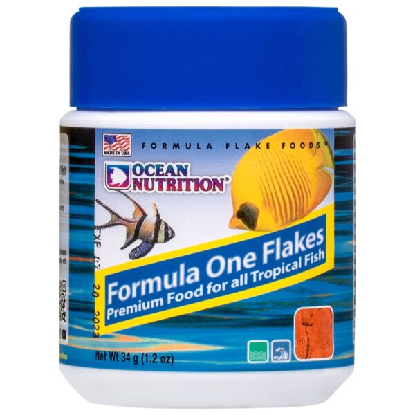 Ocean Nutrition Formula 1 Flake Fish Food 1.2 Ounces (34 Grams) Jar | Saltwater Marine Aquarium Flakes Food for Reef Aquariums | Angelfish Clownfish D
