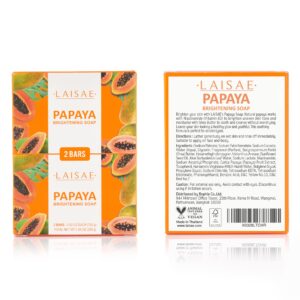 LAISAE Papaya Brightening Soap, Glowing Skin & Hydrating Face Moisturizer with Niacinamide, Shea Butter and Aloe Vera, Even Skin Tone Body Cleansing B - Image 5