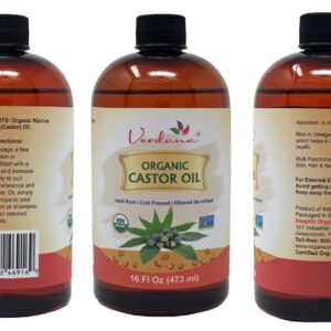 Verdana Organic Castor Oil ? 16 Fl Oz size ? Cold Pressed, Unrefined, Hexane Free - For Face, Hair, Pack Wrap - Image 2