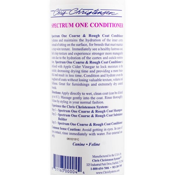 Chris Christensen Spectrum One Dog Conditioner, Coarse and Rough Coat, Groom Like a Professional, Repairs and Protects, Maintains Inner Cortex Hydrati - Image 4