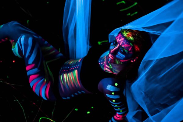 Midnight Glo UV Face & Body Paint Set - Fluorescent Face Paints - Blacklight Reactive - Safe, Washable, Non-Toxic (6 Bottles 0.75 oz. Each) - Image 5