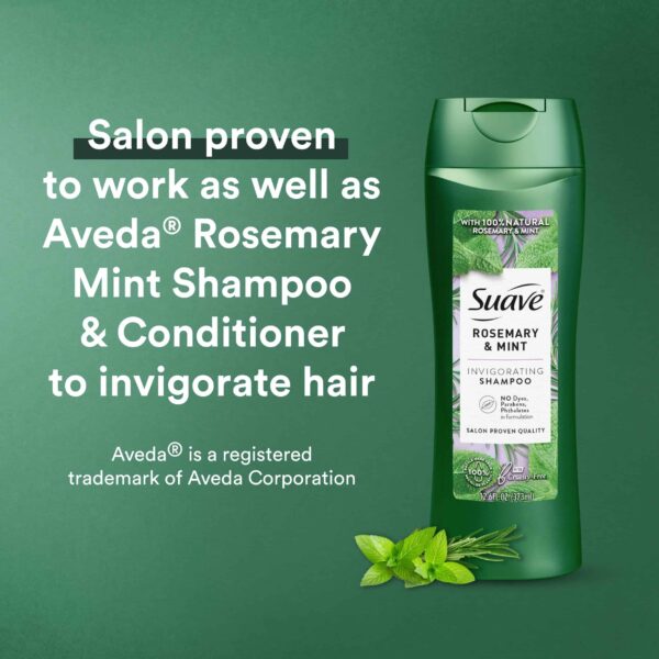Suave Shampoo and Conditioner, Rosemary & Mint ? Invigorating Formula with 100% Natural Essential Oils, 12.6 Oz Ea - Image 7