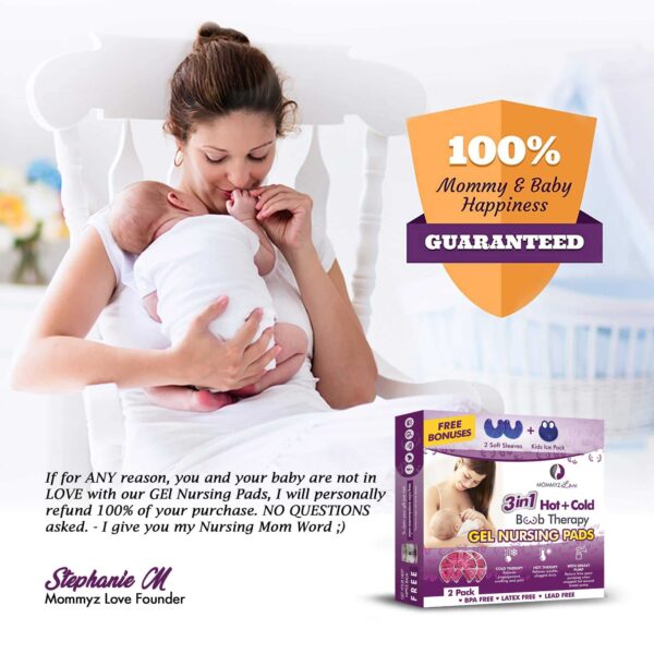Mommyz Love Gel Nursing Pads for Breastfeeding - Hot & Cold Therapy Gel Breastfeeding Pads for Clogged Ducts Relief - Soothing Reusable Breast Pads fo - Image 5