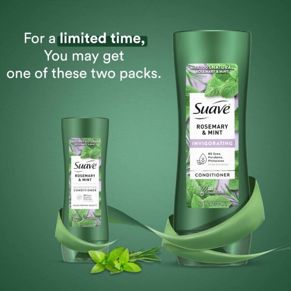 Suave Shampoo and Conditioner, Rosemary & Mint ? Invigorating Formula with 100% Natural Essential Oils, 12.6 Oz Ea - Image 4