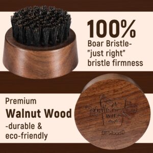 BFWood Beard Brush for Men - Boar Bristles Small and Round - Black Walnut Wood - Image 3