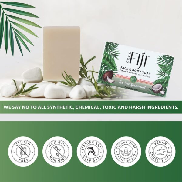 Coco Fiji Soap Bar for Face and Body Infused With Organic Coconut Oil, Tea Tree Spearmint, Essential Oil, Natural Soap for Moisturizing & Pore Purifyi - Image 7