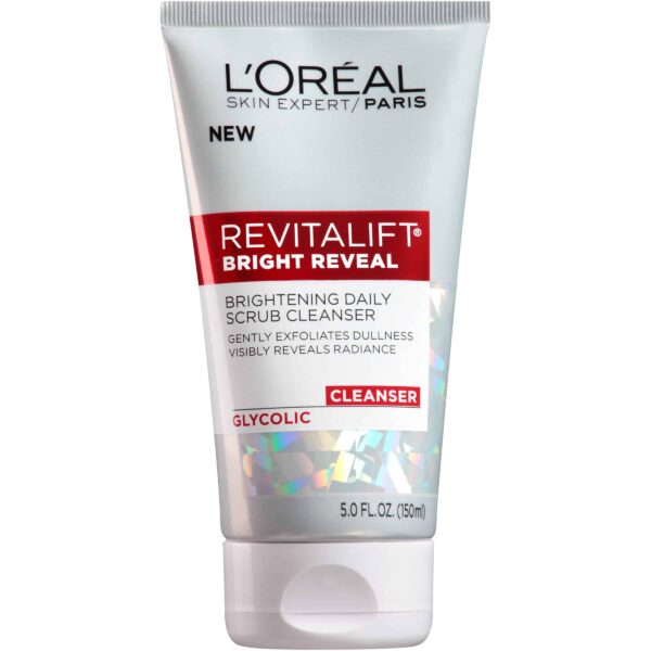 L'Oreal Paris Skincare Revitalift Bright Reveal Facial Cleanser with Glycolic Acid, Anti-Aging Daily Face Cleanser to Exfoliate Dullness and Brighten