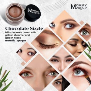 Mommy Makeup Waterproof Gel Eyeliner Pot in Chocolate Sizzle (Milk Chocolate Brown with Golden Shimmer/Golden Flecks) | Long Wear Cream Eye Liner | St - Image 3