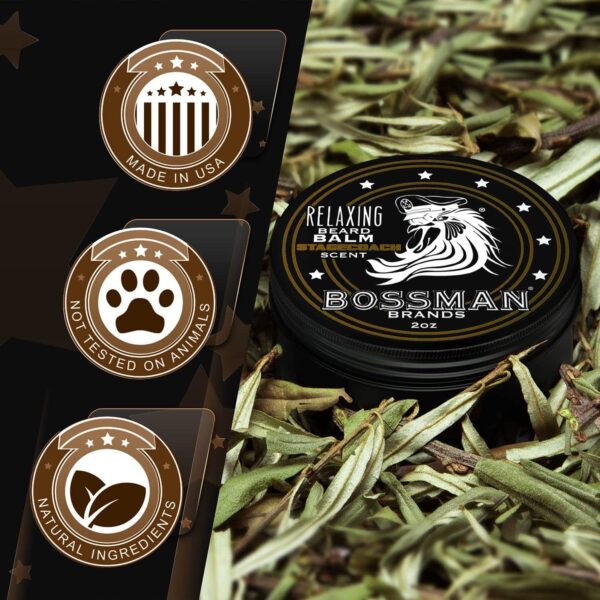 Bossman Relaxing Beard Balm - Beard Tamer, Relaxer, Thickener and Softener Cream - Beard Care Product - Made in USA (Stagecoach Scent) - Image 5