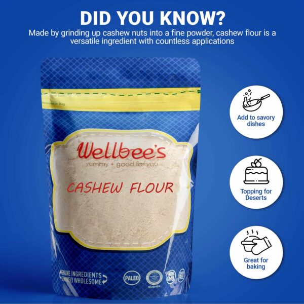 Wellbee's Cashew Flour - Gluten Free Nut Flour - Finely Ground Powder For Baking - Non GMO - No Additives - SCD Approved (1 LB.) - Image 5