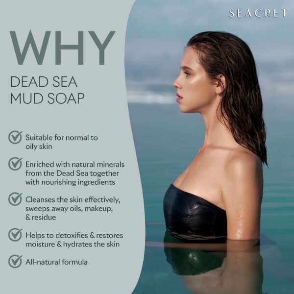 SEACRET MUD SOAP BAR: All-Natural Black Mud Bar Soap, Enriched with Guinness Kernel Oil, Witch Hazel & Sea Salt for Cleaning, Exfoliating, Detoxifying - Image 5