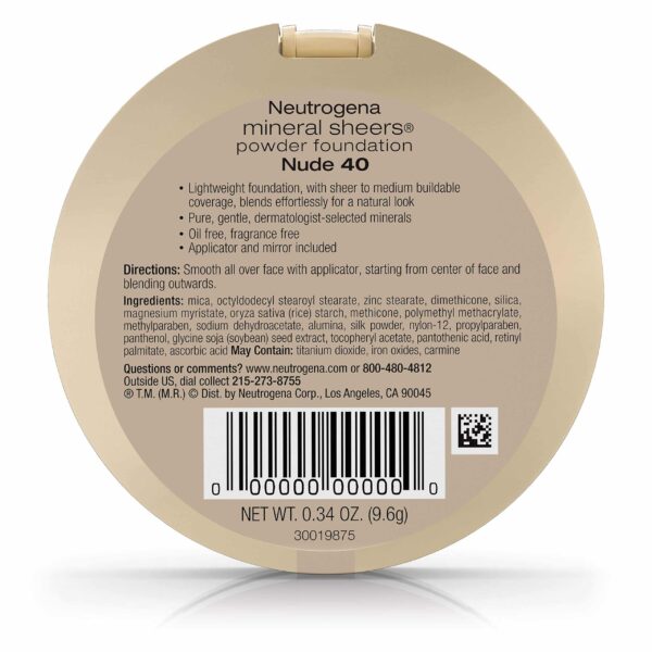 Neutrogena Mineral Sheers Powder Foundation, Nude 40, 0.34 Ounce - Image 2