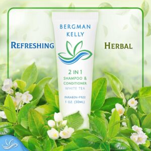 BERGMAN KELLY Travel Size Shampoo & Conditioner 2 in 1 (1 Fl Oz, 50 PK, White Tea), Delight Your Guests with Revitalizing and Refreshing Shampoo Ameni - Image 4