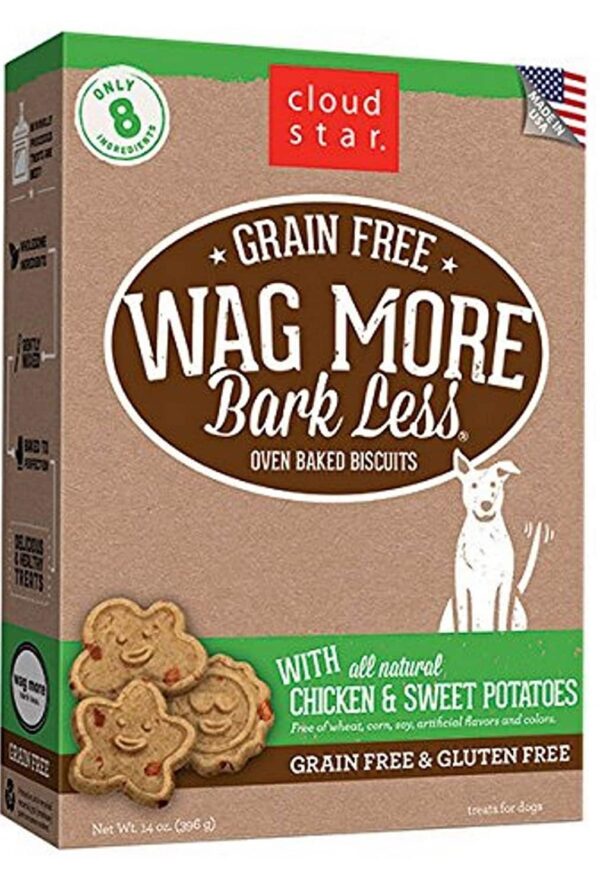 Cloud Star Wag More Bark Less Grain Free 14 Ounce Oven Baked Biscuits, 3 Pack Bundle (Chicken and Sweet Potatoes, Peanut Butter and Apples, and Pumpki - Image 4