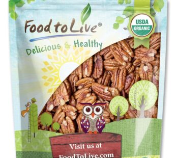 Food to Live Organic Pecan Halves, 3 Pounds ? Non-GMO, Kosher, Raw Pecan Nuts, Unsalted, Vegan, Kosher, Shelled, Sirtfood, Bulk. Good source of Calciu