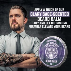 Viking Revolution Beard Balm with Clary Sage Scent and Argan & Jojoba Oils - Styles, Strengthens & Softens Beards & Mustaches - Leave in Conditioner W - Image 6