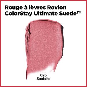 REVLON Lipstick, ColorStay Ultimate Suede Lipstick, High Impact Lip color with Moisturizing Creamy Formula, Infused with Vitamin E, 025 Socialite, 0.0 - Image 2