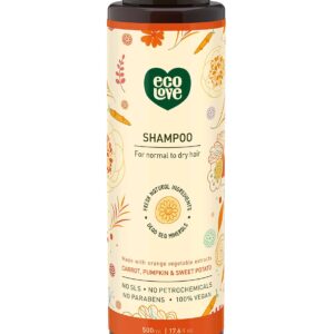 ecoLove - Natural Shampoo, Sodium lauryl sulfate Free, Vegan & Cruelty Free Shampoo, Natural Dry Shampoo for Women, Organic Carrot and Pumpkin Shampoo - Image 1