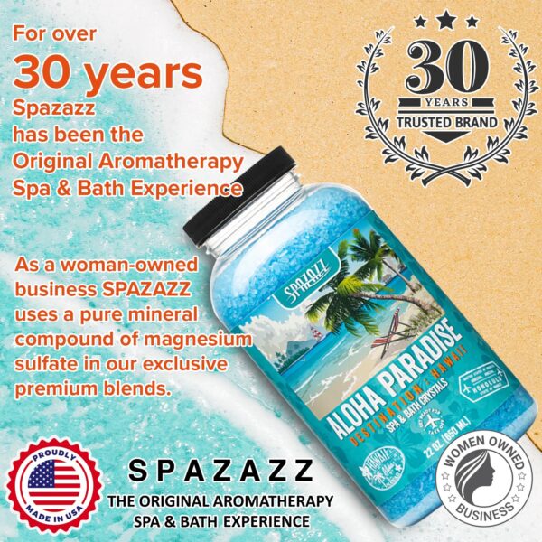 Spazazz SZCH SPZ-303 Hawaii Aloha Paradise Destination Crystals Container, 22 oz. Aromatherapy, 1.3 Pound (Pack of 1), Blue - Image 3