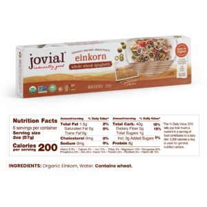 Tropical Traditions Jovial Spaghetti Einkorn Pasta | Organic Whole Grain Spaghetti | Non-GMO | High Protein | Low Carbs | Kosher | Delicious Pasta | M - Image 2