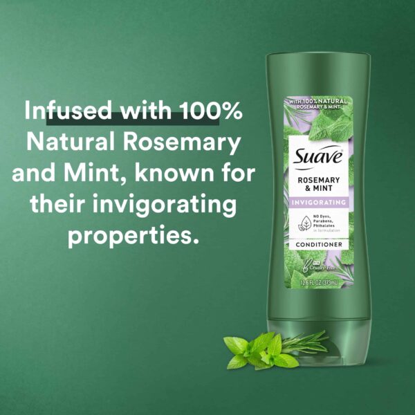 Suave Shampoo and Conditioner, Rosemary & Mint ? Invigorating Formula with 100% Natural Essential Oils, 12.6 Oz Ea - Image 6